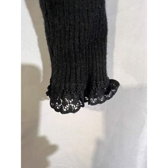 For Love And Lemons Nina Black Knit Crop Cardigan Sweater Size XXS - Picture 5 of 7
